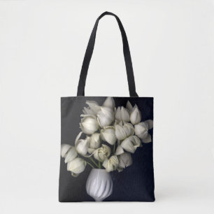 Tote Bag "Coeur blanc en noir"