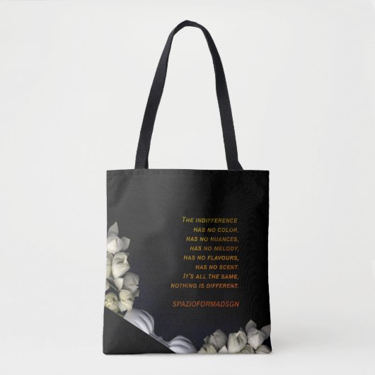 Tote Bag "Coeur blanc en noir de la lune" & Indifférence (Devant)