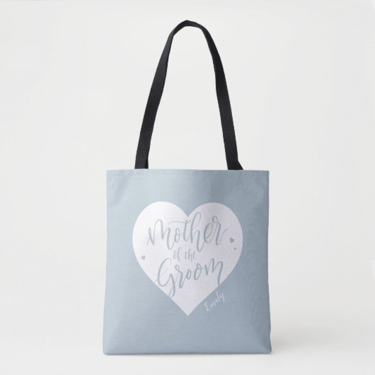 Tote Bag Coeur bleu Dusty et mère script du marié (Devant)