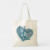 Tote Bag Coeur bleu Infirmière pédiatrique (Dos)
