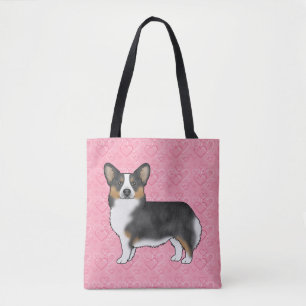 Tote Bag Cœur d'amour de Corgi gallois de Pembroke Tri Noir