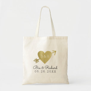 Tote Bag coeur d'amour faux or