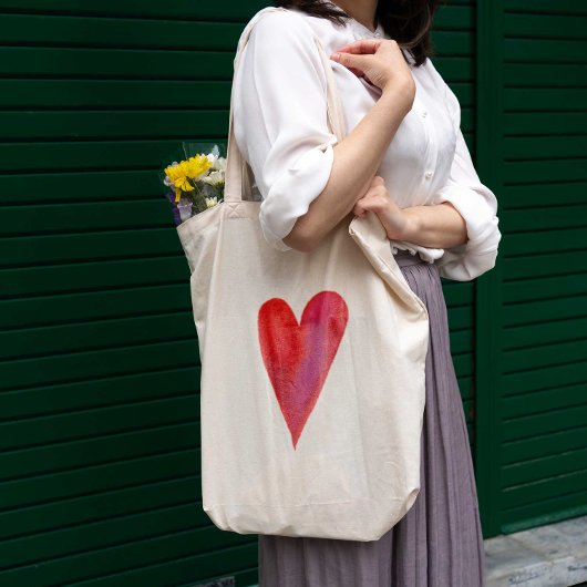 Tote Bag Coeur d'aquarelle minimaliste