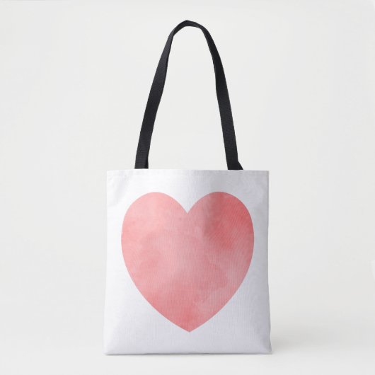 Tote Bag Coeur d'aquarelle rose motif (Devant)
