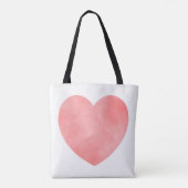 Tote Bag Coeur d'aquarelle rose motif (Dos)