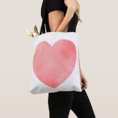 Tote Bag Coeur d'aquarelle rose motif (De près)