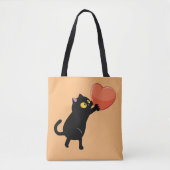Tote Bag Coeur d'attente du chat noir (Devant)