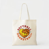 Tote Bag Coeur de basketball de softball (Devant)