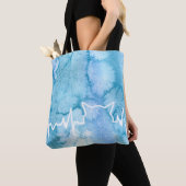 Tote Bag Coeur de chat et pendre sur l'aquarelle bleu Kitty (De près)