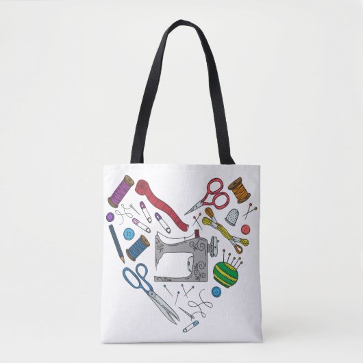 Tote Bag Coeur de couture Fourre-tout d'outils (Devant)