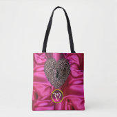 TOTE BAG CŒUR DE CUPIDON EN DENTELLE NOIR MONOGRAMME GEMME  (Devant)