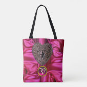 TOTE BAG CŒUR DE CUPIDON EN DENTELLE NOIR MONOGRAMME GEMME  (Dos)