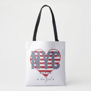 Tote Bag Coeur de drapeau américain de NYC