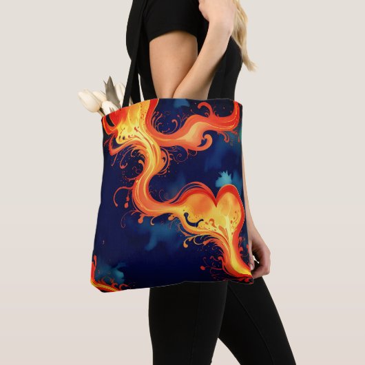 Tote Bag Cœur de Flammes Feu & Cieux (De près)