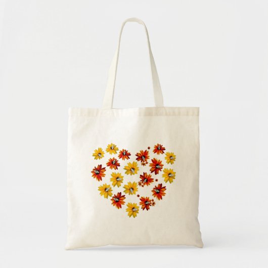 Tote Bag Coeur de fleurs avec papillons - Design romantique (Devant)