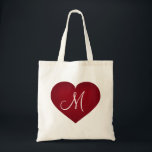 Tote Bag Coeur de la Crimson - monogramme<br><div class="desc">Ce sac en toile est doté d'un coeur de cramoisis, légèrement recouvert d'un coeur de monogramme de texte modèle. Cliquez sur "Personnaliser" pour redimensionner/repositionner l'image du coeur critique et personnaliser le texte ou le monogramme avec le choix du style, de la taille et de la couleur de la police. Grand...</div>