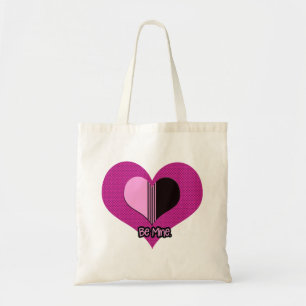 Tote Bag Cœur de la Saint-Valentin rose et noir Soyez à moi