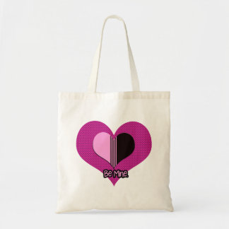 Tote Bag Cœur de la Saint-Valentin rose et noir Soyez à moi