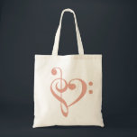 Tote Bag Coeur de musique Treble basse Clef Heart - Coral r<br><div class="desc">Coeur de musique, Coeur de basse de Treble, Inspiration, Amour, Passion</div>