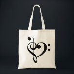 Tote Bag Coeur de musique Treble basse Clef Heart - Noir<br><div class="desc">Coeur de musique, Coeur de basse de Treble, Inspiration, Amour, Passion</div>
