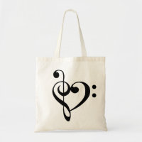Coeur de musique Treble basse Clef Heart - Noir