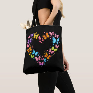 Tote Bag Cœur de Papillon Coloré et Vibrant