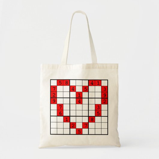 Tote Bag coeur de sudoku (Devant)