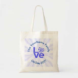 Tote Bag Coeur du drapeau grec en bleu LOVE