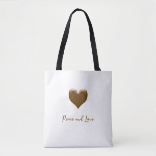 Tote Bag Coeur élégant de l'or, message Customisé