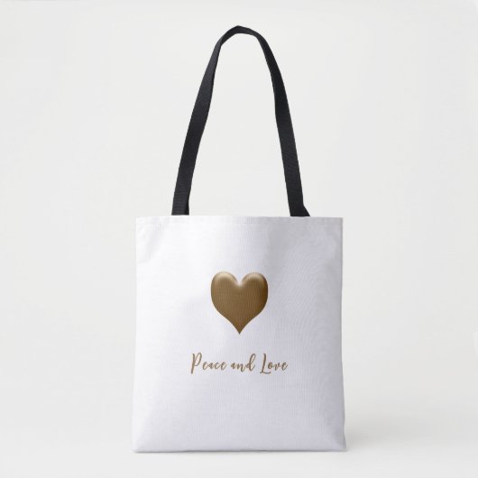 Tote Bag Coeur élégant de l'or, message Customisé (Devant)