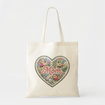 Cœur en broderie fausse florale Maman