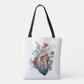 Tote Bag Coeur envahi de fleurs (découpé) - anatomie (Dos)