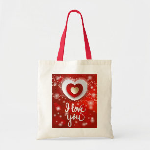 Tote Bag Coeur et étoiles en rouge
