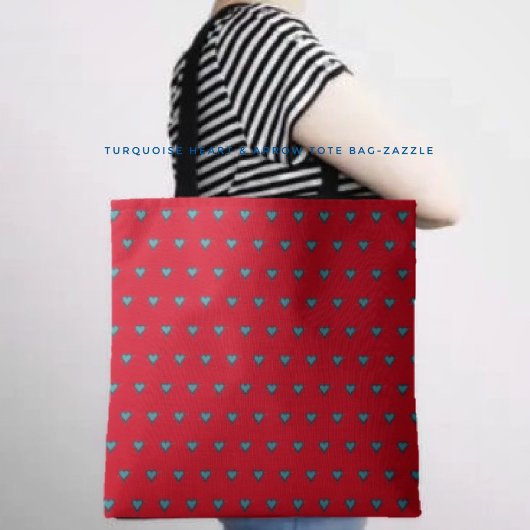 Tote Bag Coeur et flèche turquoise