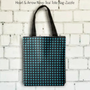 Tote Bag Coeur et flèche - Turquoise de la marine