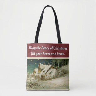 Tote Bag Coeur et maison de Noël