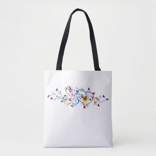 Tote Bag Coeur et papillons (Devant)