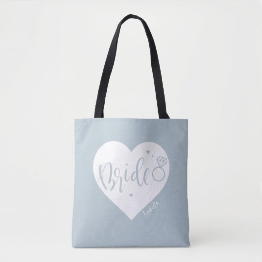 Tote Bag Coeur et script bleu Dusty livreur d'informations (Devant)