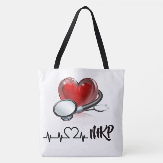 Tote Bag Coeur et stéthoscope Grand Monogramme Fourre-tout (Devant)