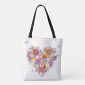 Tote Bag Coeur floral avec des papillons (Dos)