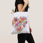 Tote Bag Coeur floral avec des papillons (De près)