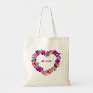 Tote Bag Coeur floral personnalisé