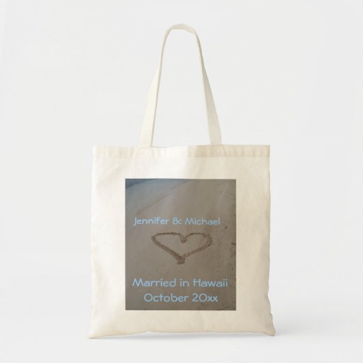 Tote Bag Coeur hawaïen de mariage en sable (Devant)
