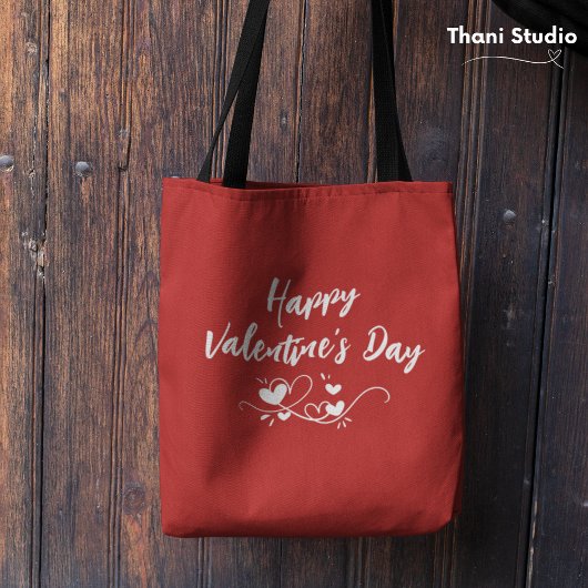 Tote Bag Coeur Heureuse Sainte-Valentin Typographie moderne