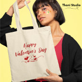 Tote Bag Coeur Heureuse Sainte-Valentin Typographie moderne