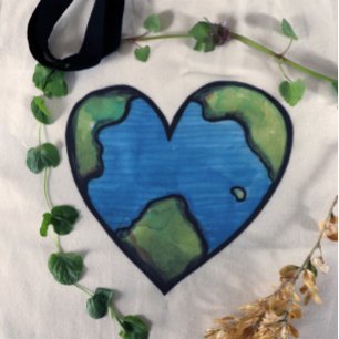 Tote Bag Coeur jour des terres Aquarelle Art Earthy