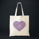 Tote Bag Coeur Lavande Monogramme<br><div class="desc">Ce sac en toile est doté d'un coeur de lavande avec un premier monogramme au centre. Grand cadeau de demoiselle d'honneur.</div>