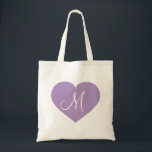 Tote Bag Coeur Lavande Monogramme<br><div class="desc">Ce sac en toile est doté d'un coeur de lavande avec un premier monogramme au centre. Grand cadeau de demoiselle d'honneur.</div>