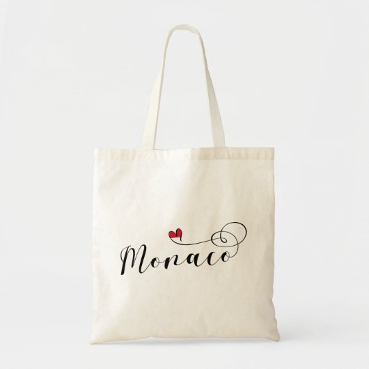 Tote Bag Coeur Monaco, Monaco Drapeau, I Love Monaco (Devant)