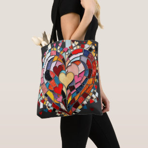 Tote Bag Cœur Mosaïque d'Amour